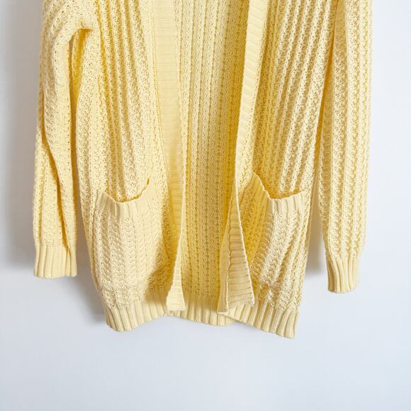 AMERICAN EAGLE Open Knit Crochet Cardigan Sweater Butter Yellow Small S - Picture 5 of 9